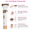 4 In 1 Women Electric Hair Shaver USB Rechargeable Hair Remover Cordless Eyebrow Nose Hair Trimmer Painless Hair Clipper Set for Bikini Leg Wet Dry Us