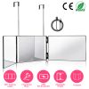3 Way Mirror with LED Telescopic Hanger Tri-fold Mirror Personal Makeup Mirror with Micro USB Cable for Self Shaving Hair Cutting Dyeing Curling Braid